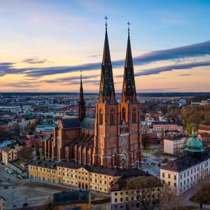 Flygbild över Uppsala Domkyrka